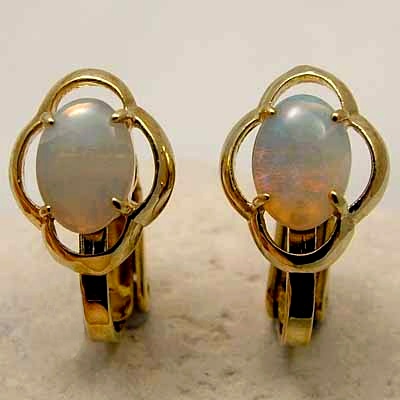 9K Yellow Gold plated earrings with SOLID OPALS