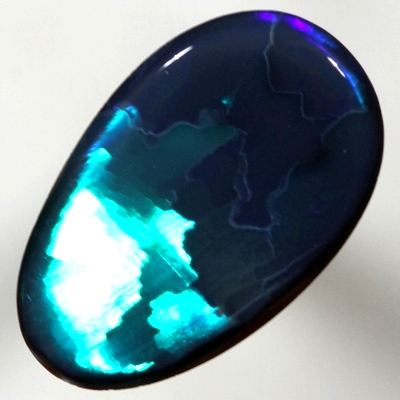 SOLID BLACK OPAL Gemmy forest green, peacock blue, turquoise and royal blue in a Flagstone Harlequin pattern SEE VIDEO