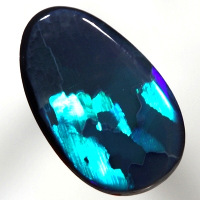 SOLID BLACK OPAL Gemmy forest green, peacock blue, turquoise and royal blue in a Flagstone Harlequin pattern SEE VIDEO