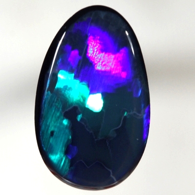 SOLID BLACK OPAL Gemmy forest green, peacock blue, turquoise and royal blue in a Flagstone Harlequin pattern SEE VIDEO